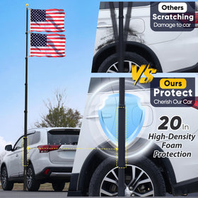 AirVows foam protective sleeve guards vehicle paint during flag use.