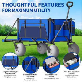 Aisdan Beach Wagon 9in all-terrain tires provide smooth rides on sand and grass.
