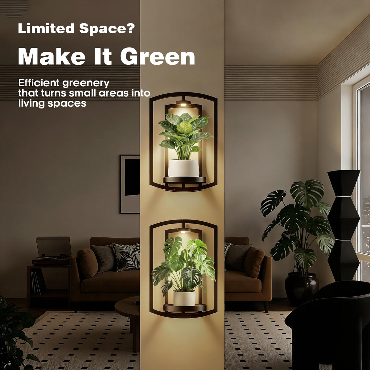 Aisdan double layer frame design adds depth to wall greenery.