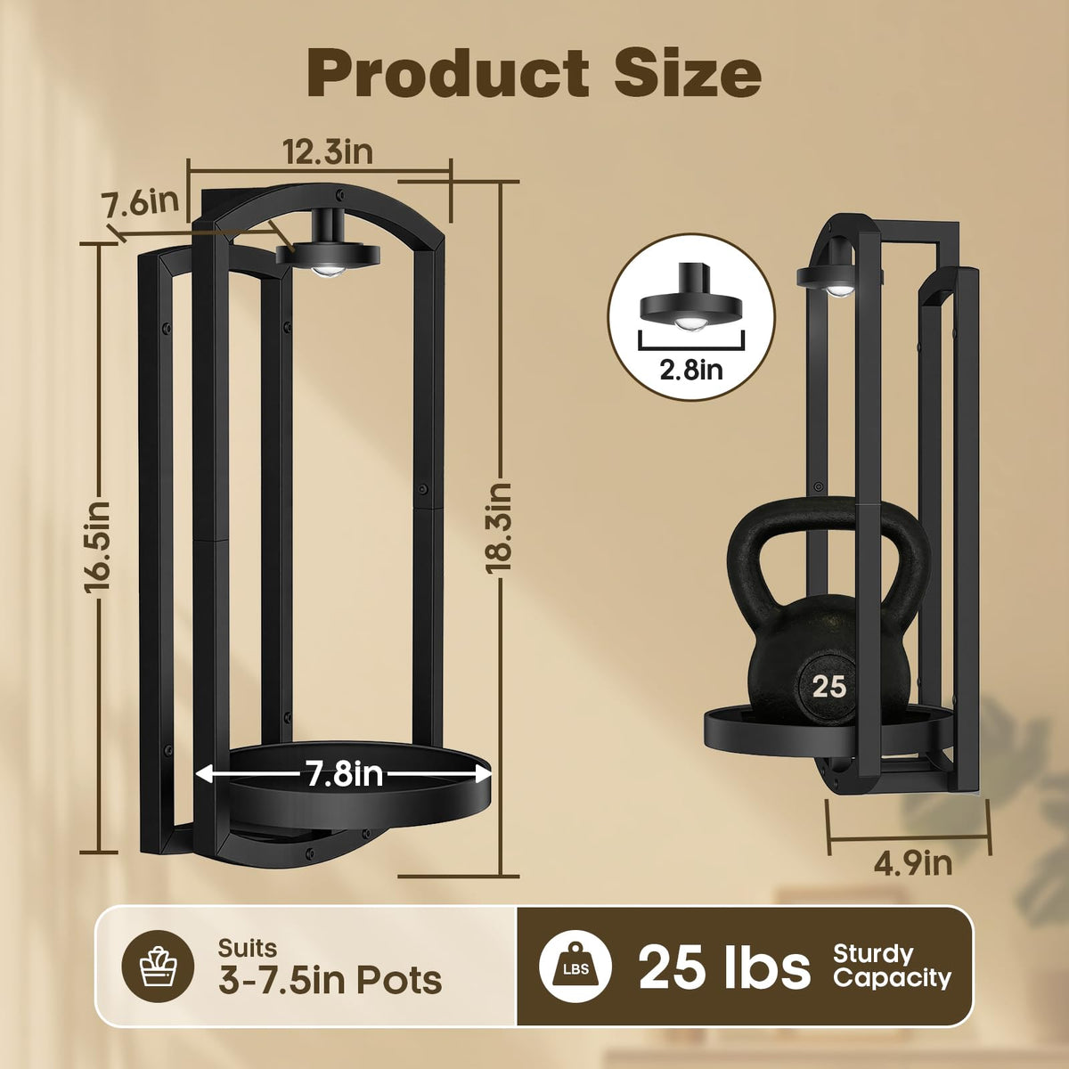 Aisdan wide 7.8 inch tray accommodates varied pots for flexible arrangements.