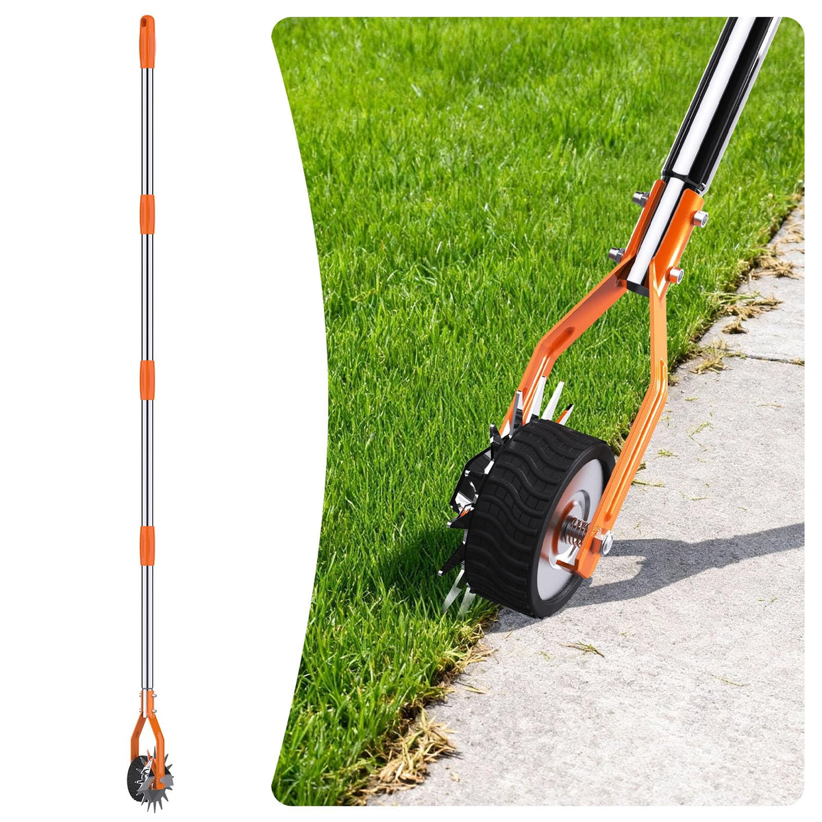 Aishkimo Edger blade and wheel for precise lawn edge cutting.