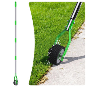 Aishkimo Edger wheel 67 inch reach enables precise sidewalk edging.