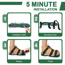Heavy‑duty spikes on Aishkimo aerator shoes for deep soil penetration.