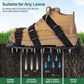 Aishkimo lawn aerator shoes offer one-size-fits-all comfort and fit.