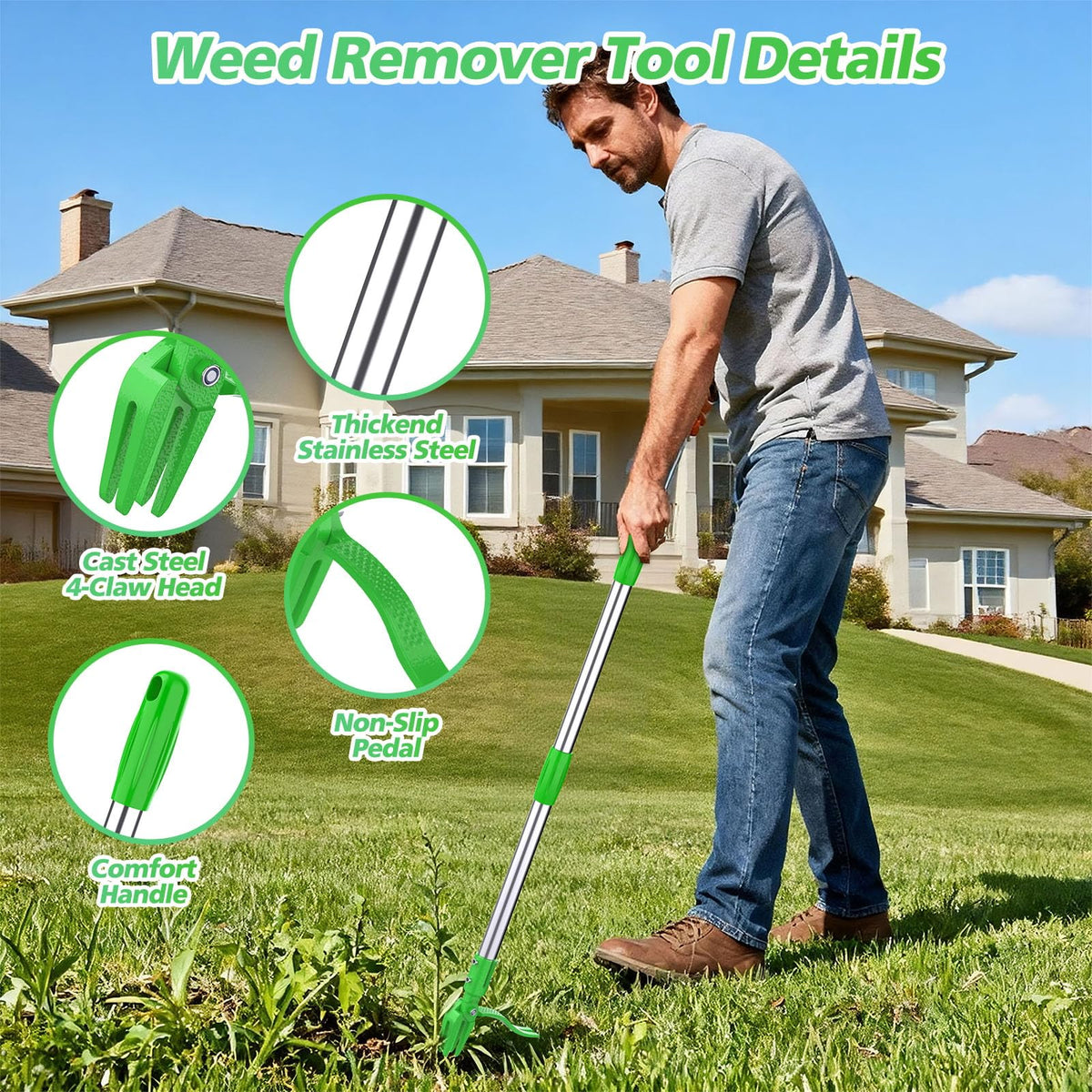 Aishkimo 50-inch handle extended for comfortable gardening