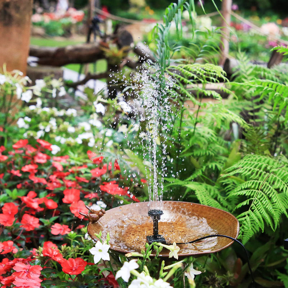AISITIN 2.5W solar fountain pump compact and efficient for ponds and bird baths.