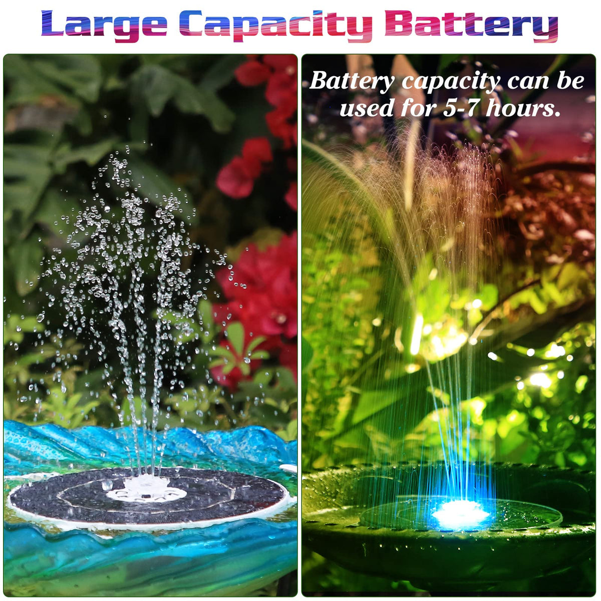 AISITIN 3000mAh battery backup extends fountain operation on cloudy days