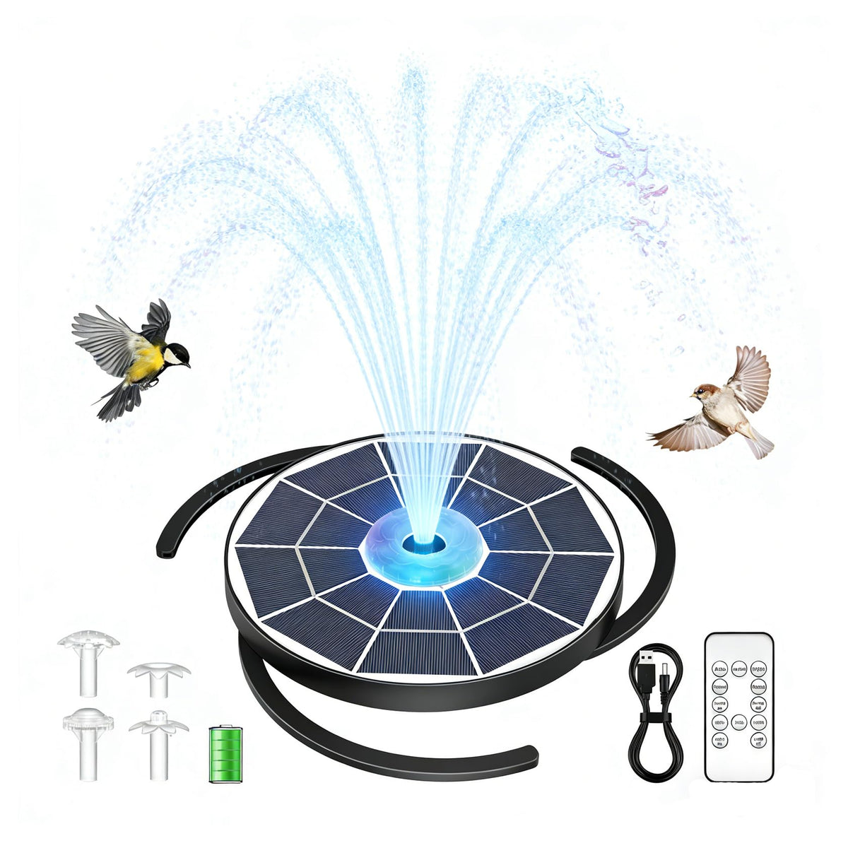 AISITIN 6.5W solar glass fountain with durable panels for reliable outdoor operation.