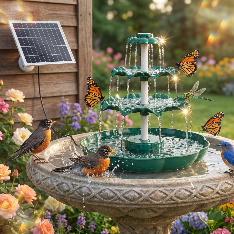 AISITIN birdbath fountain 3-tier waterfall for birds and garden ambience