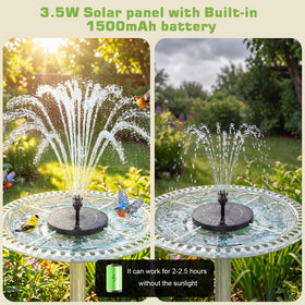 AISITIN built in 1500mAh battery powering solar fountain