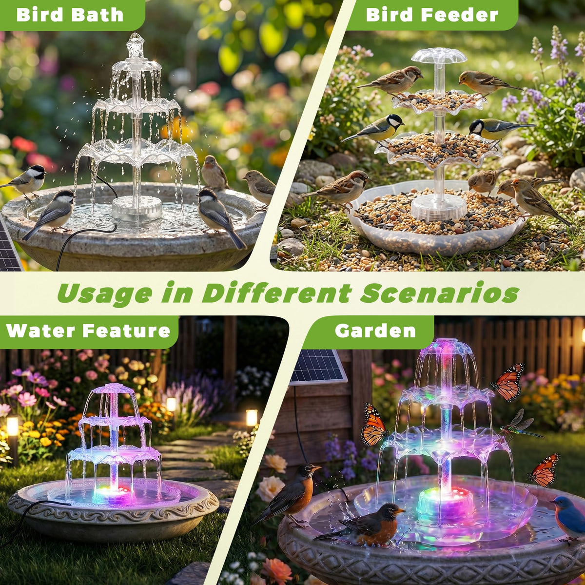 AISITIN detachable solar panel kit for flexible DIY fountain setups.