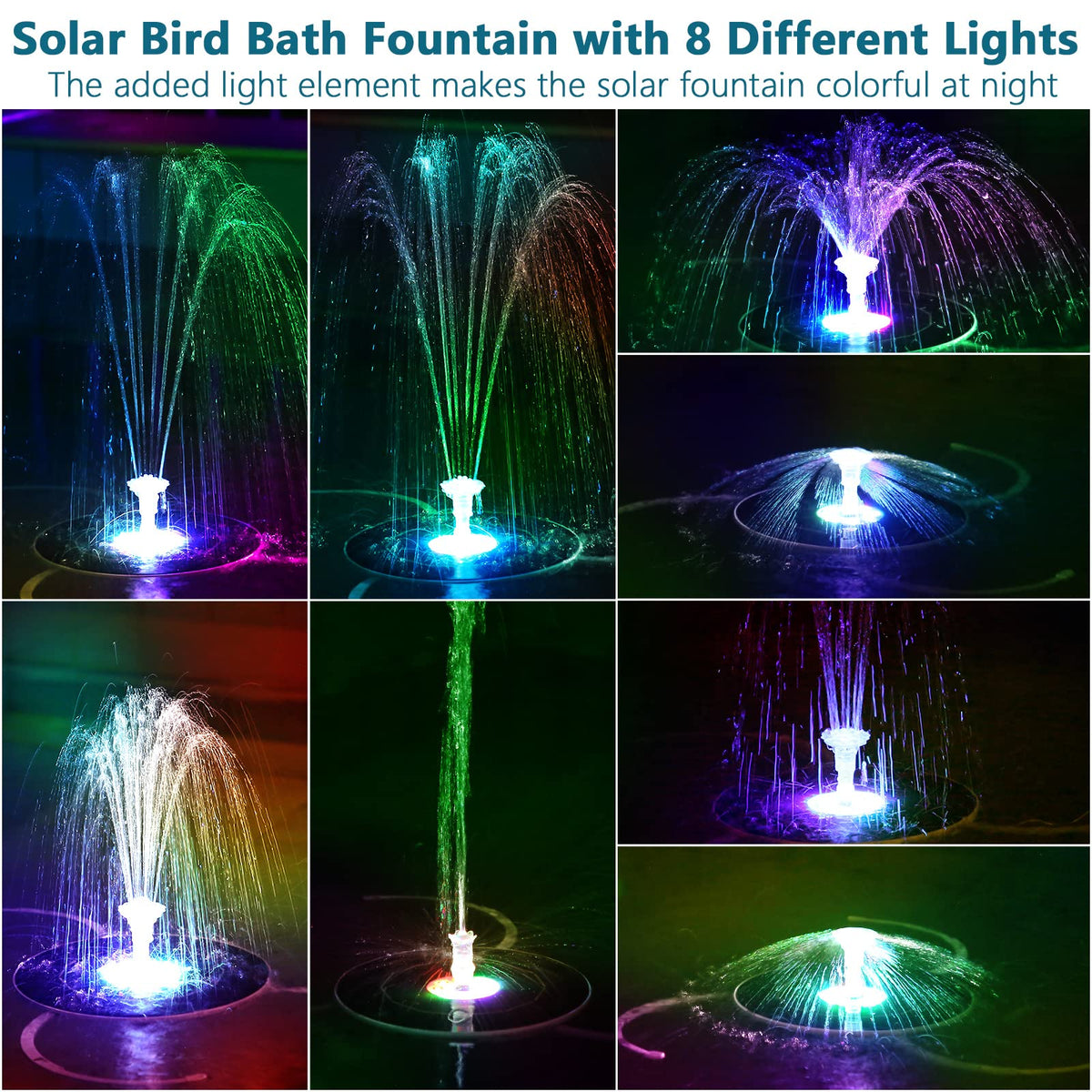 AISITIN LED color-changing lights illuminate the water column at night