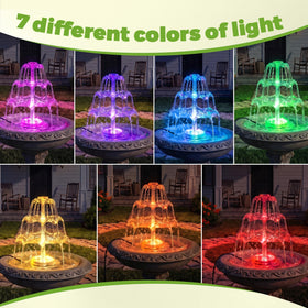 AISITIN rechargeable battery powers the fountain lights after sunset.