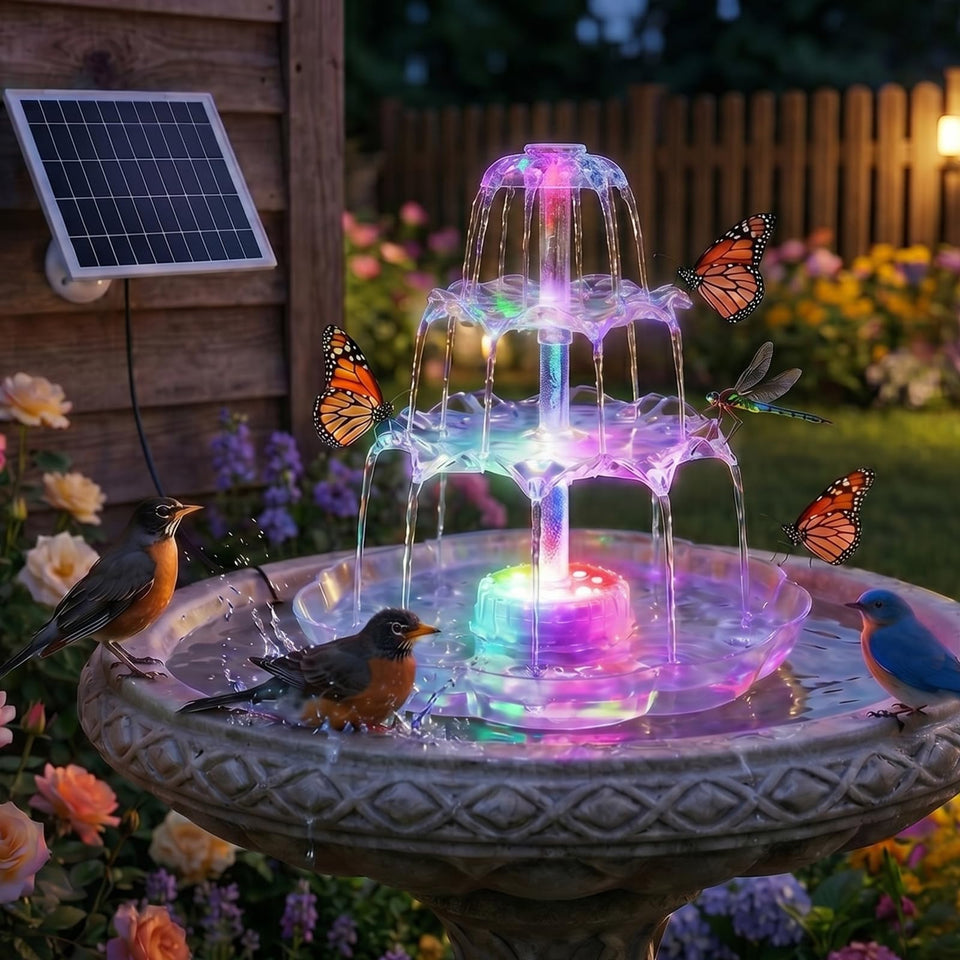 AISITIN solar bird bath fountain 6.5W for bird attraction and water movement.