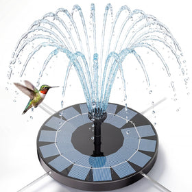 AISITIN 2.5W solar bird bath fountain pump under sun powering a bright spray for birds