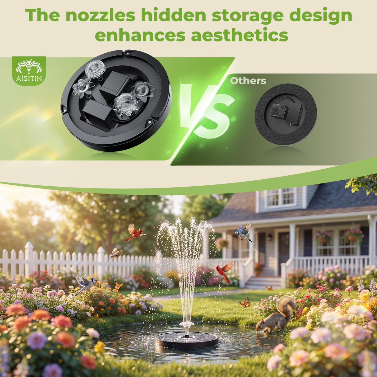 AISITIN center placement reduces splashing and keeps water contained.