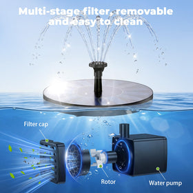 AISITIN solar fountain runs on sunlight with no batteries or wiring