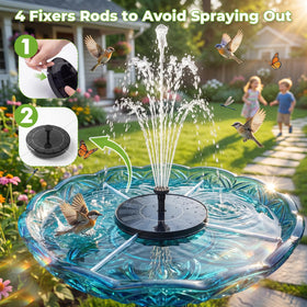 AISITIN solar fountain showcasing six spray patterns for versatile water effects.