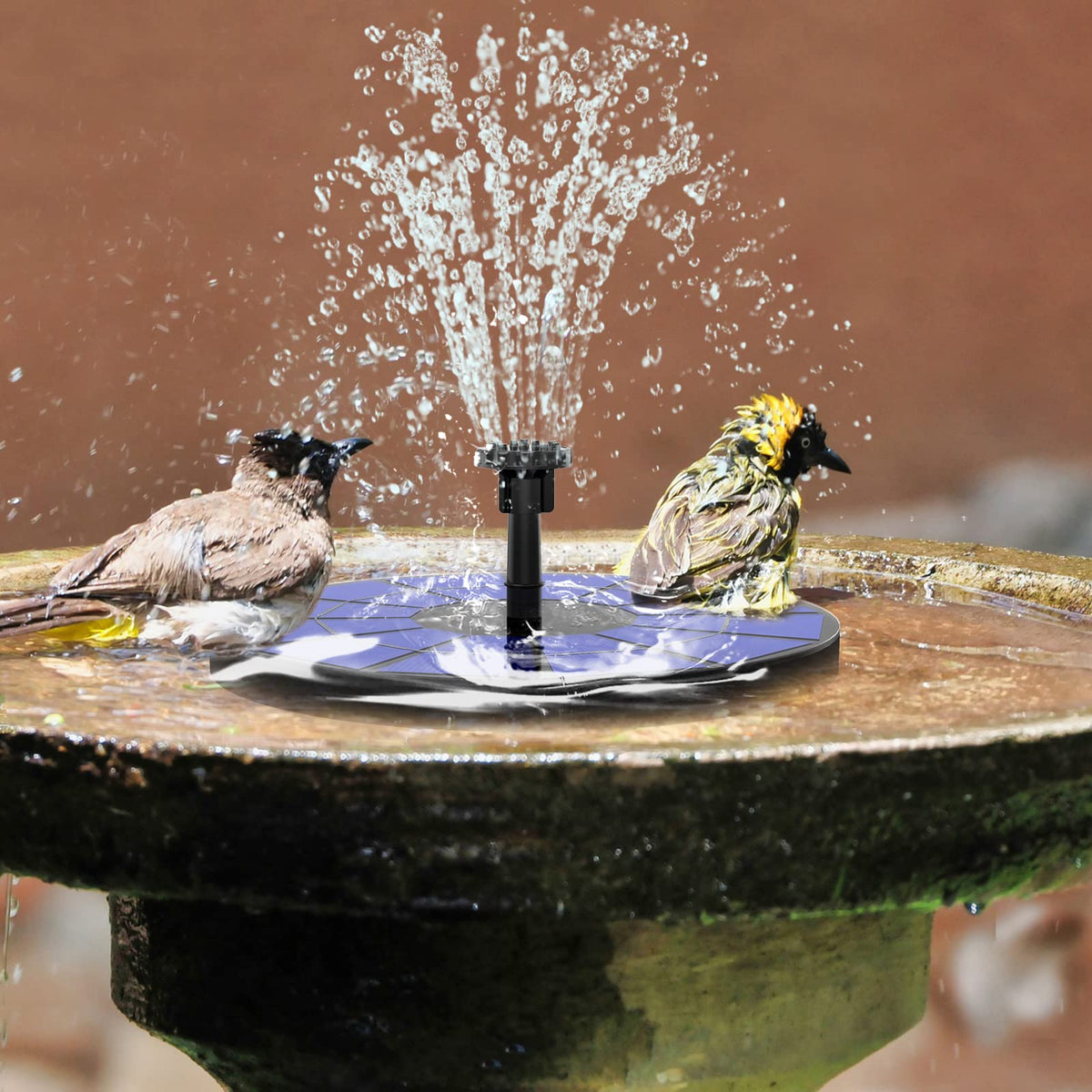 AISITIN solar fountain kit ready to install in garden.