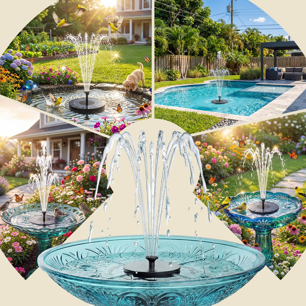 AISITIN fountain pump in use in a bird bath