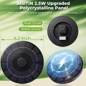 AISITIN solar fountain pump 15-27 inch spray height under full sun