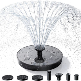 AISITIN solar fountain with six nozzles providing varied sprays for a lively bird bath