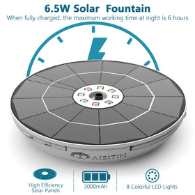 AISITIN 6.5W solar panel powers fountain with reliable energy