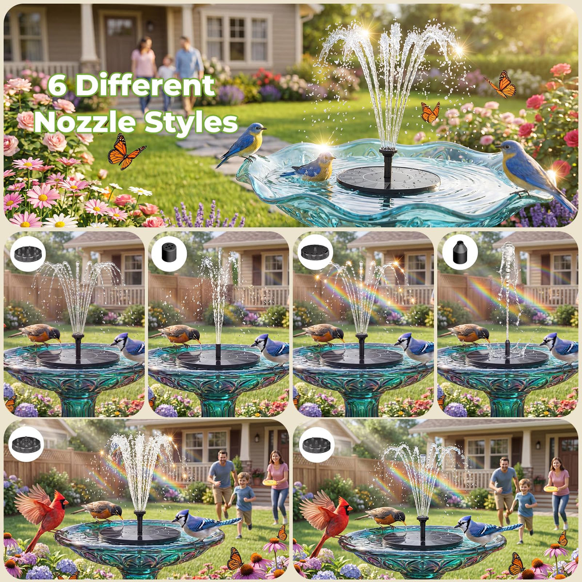 AISITIN eco-friendly water feature relies on sunlight with no batteries needed.