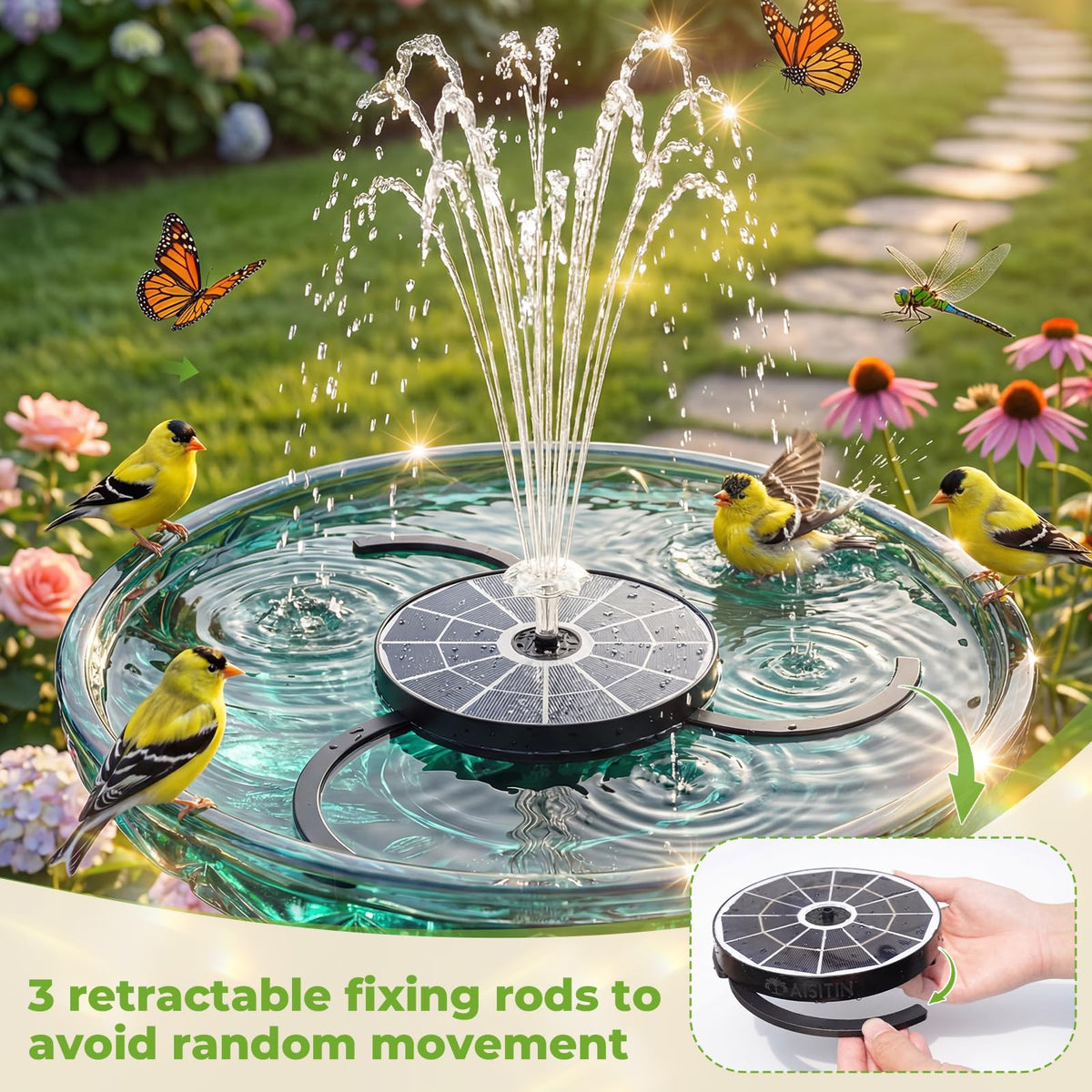 AISITIN retractable bracket adjusts to fit various birdbaths.