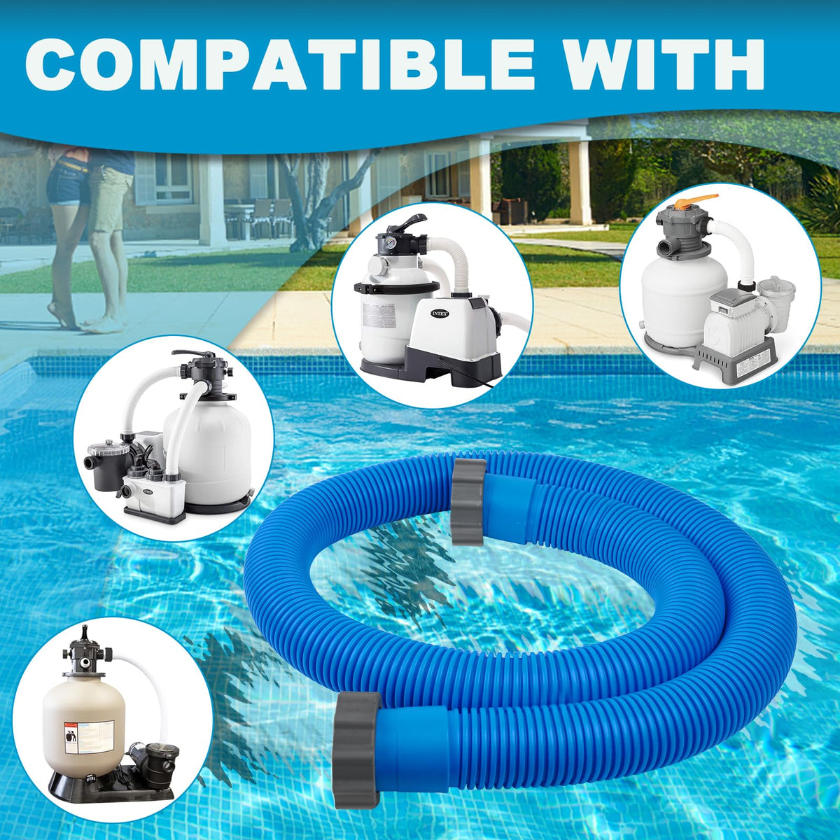Compatible with most above-ground pool pumps and saltwater systems.