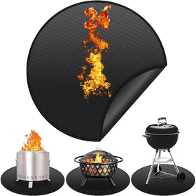 AIZEUSS 24-inch fire pit mat under Solo Stove Bonfire shields decks from embers and oil spills.