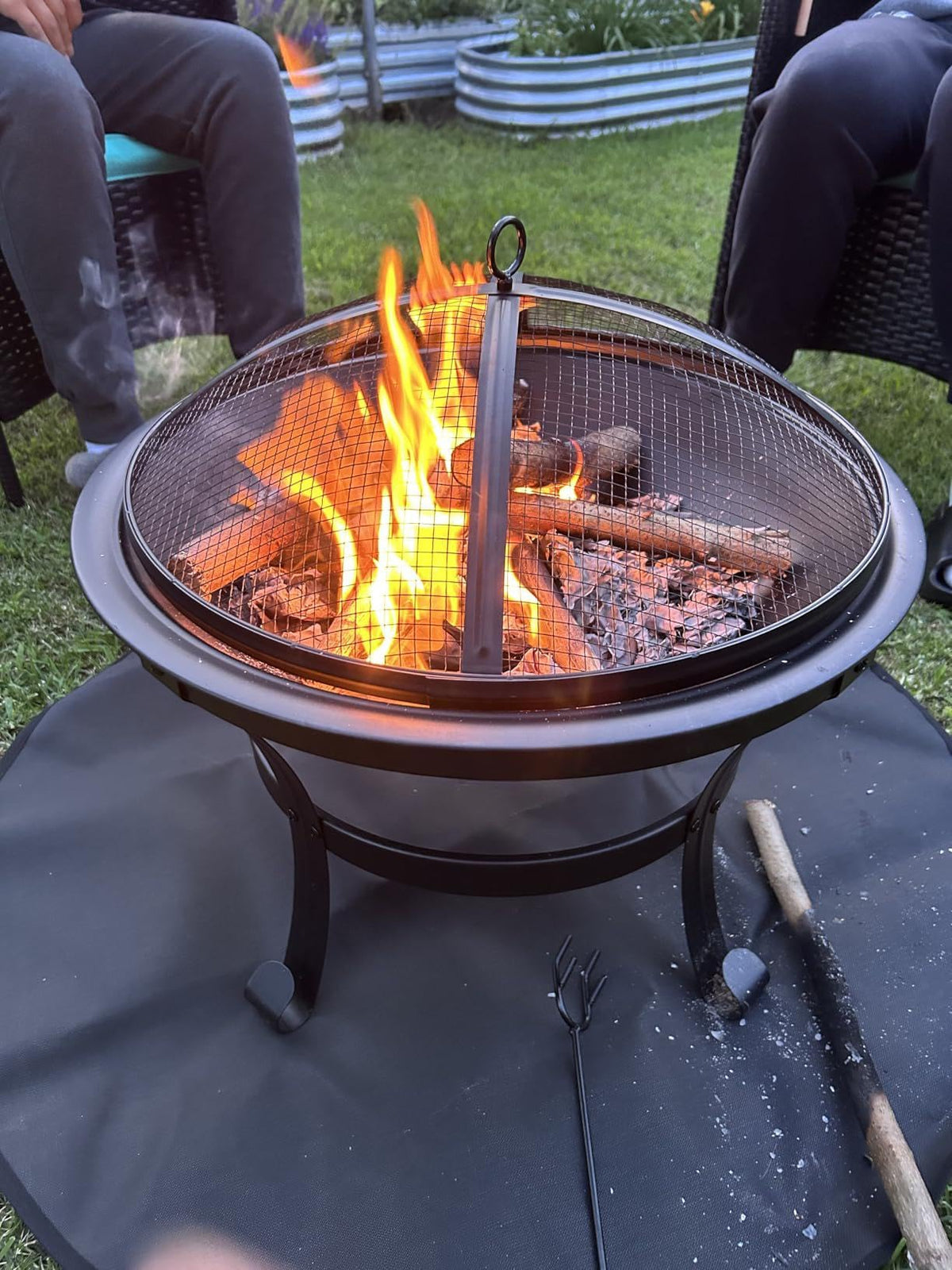 AIZEUSS fire pit mat for under grills and pits protects surfaces.