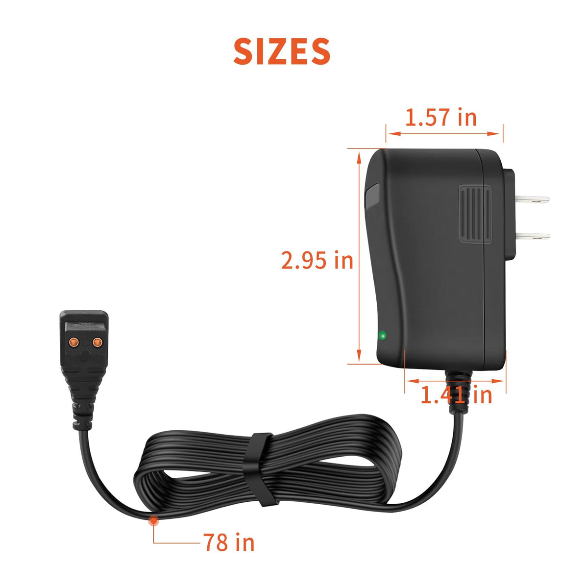 AIZYSY 2-pin 12.6V adapter side connection showing plug compatibility