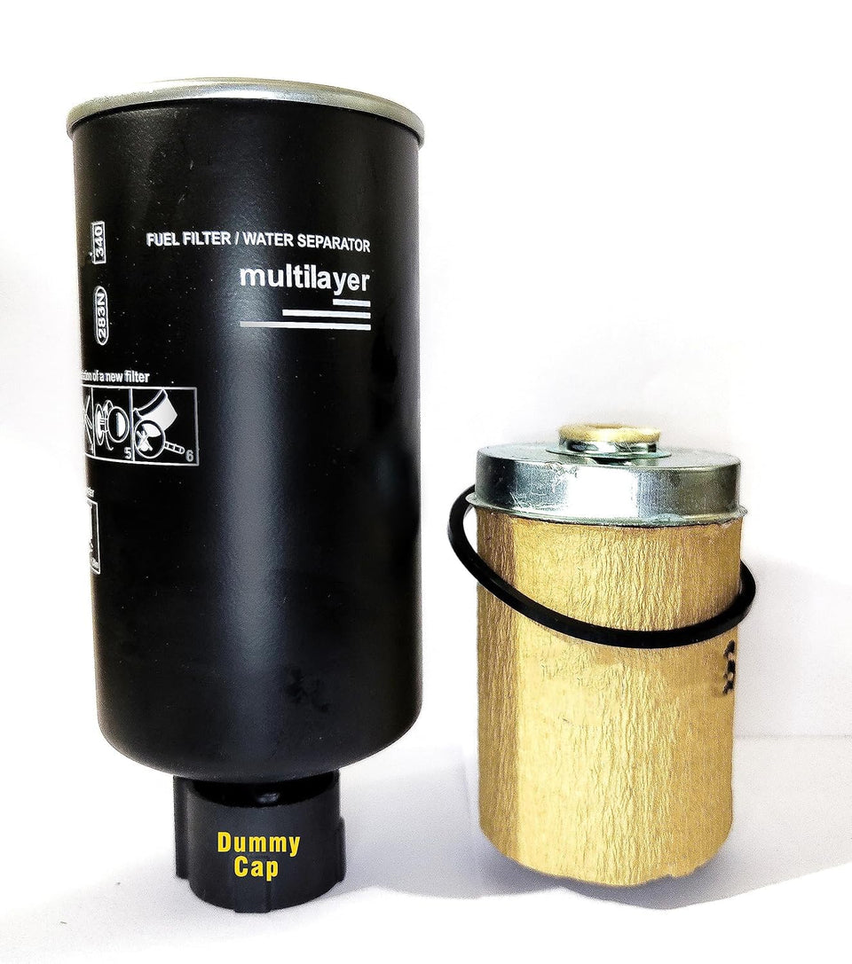 AJ Automotive Mahindra fuel filter bundle showing compatibility and clear kit components