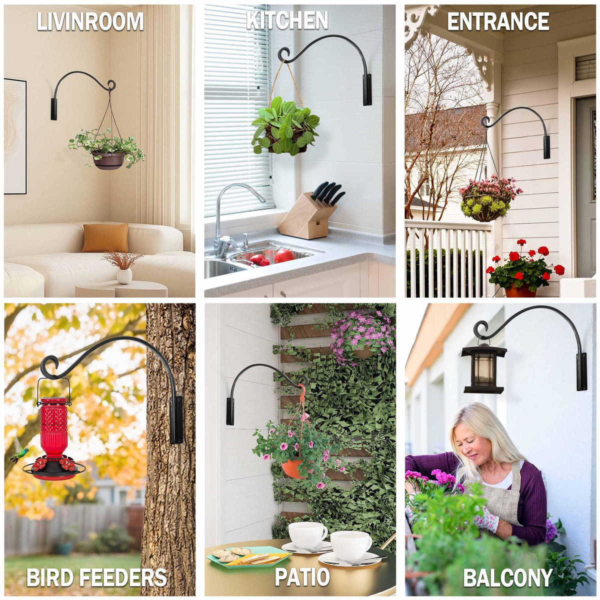 AJART Hanging Plant Hanger outdoor uses for pots, bird feeders, and wind chimes