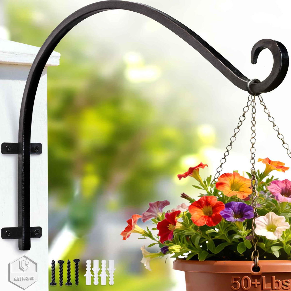 AJART plant hanger bracket 16-inch mounted on wall for pots and bird feeders