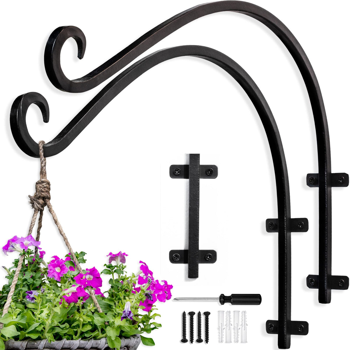 AJART plant hanger bracket 16inch securely holds outdoor pots.