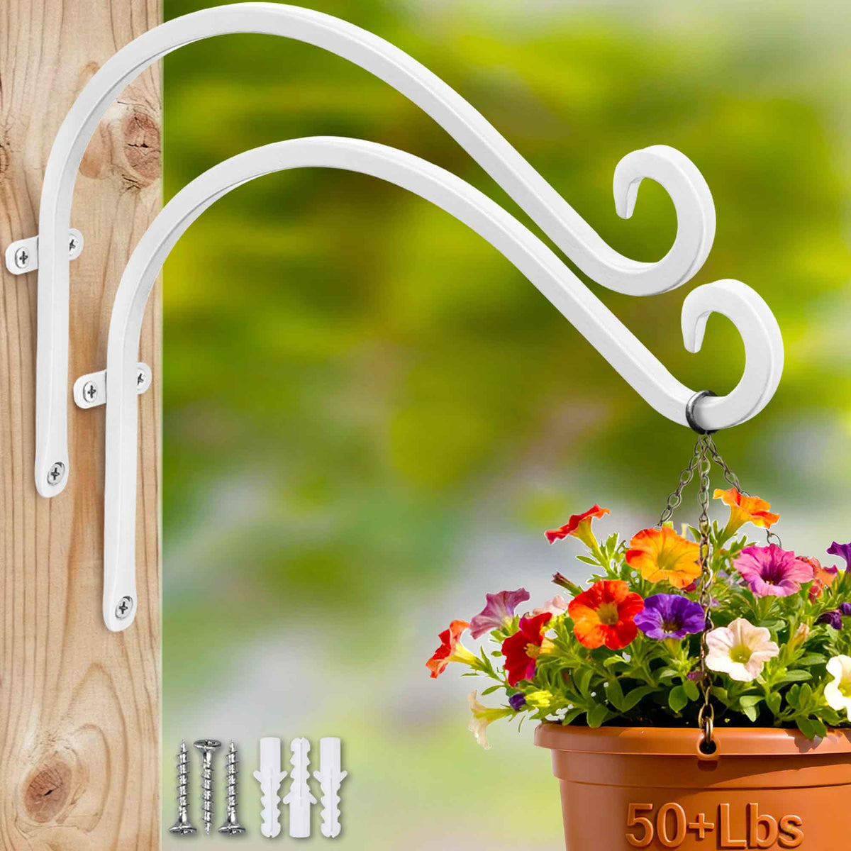 AJART White Plant Hanger wall mount shows sturdy construction for outdoor use.