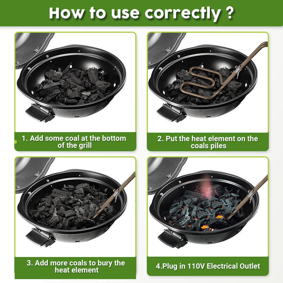 Ajiaguo x-large charcoal starter delivering sparks-free ignition