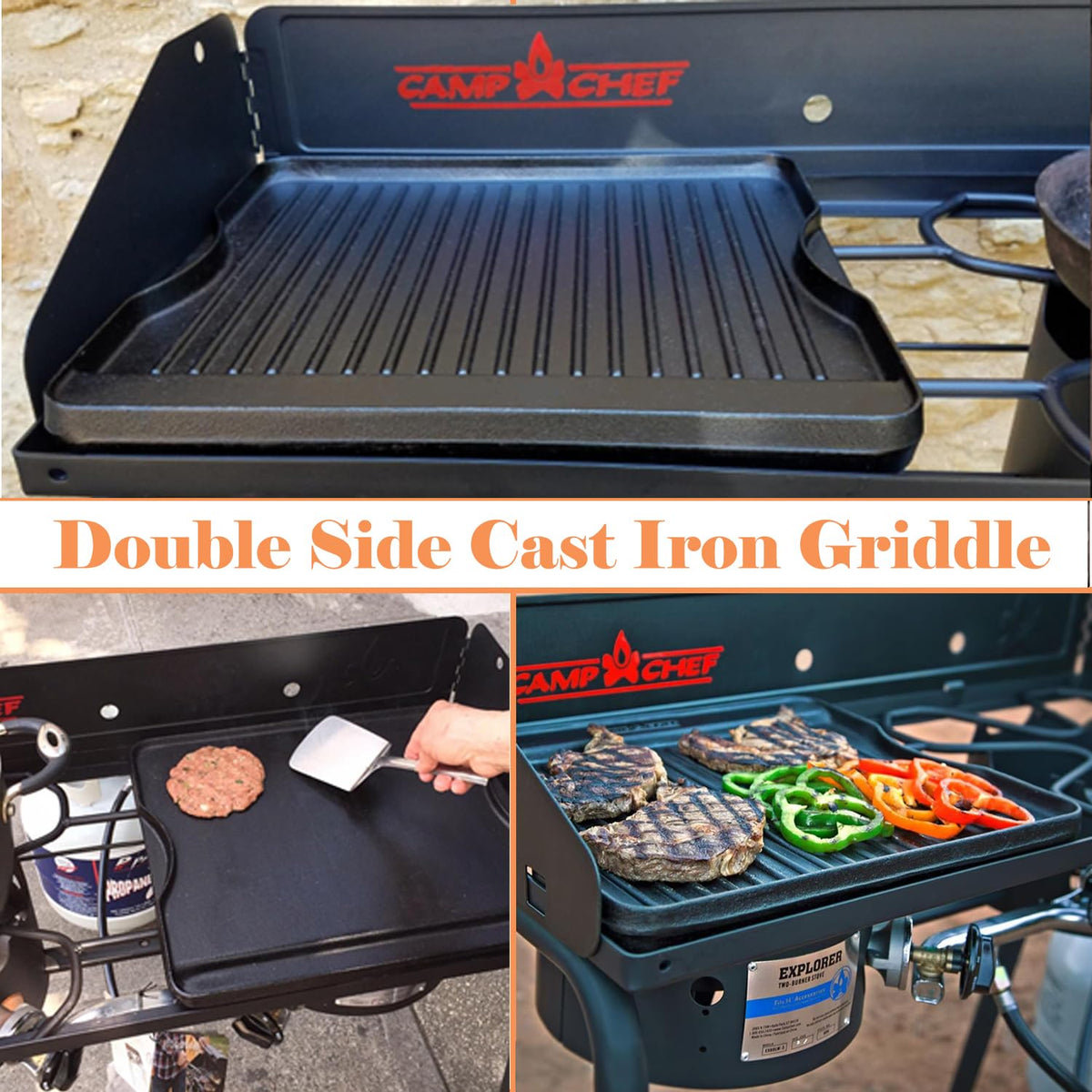 AJinTeby cast-iron griddle 16x14 cooking area for spacious meals