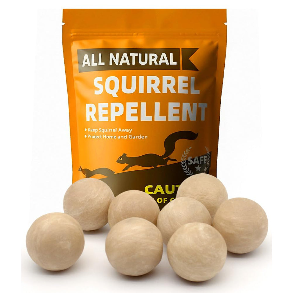 AJOQFKTD Squirrel Repellent outdoor pack placed in garden to deter nibbling