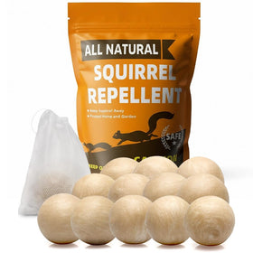 AJOQFKTD Squirrel Repellent packaging with 12 packs, long-lasting outdoor protection.