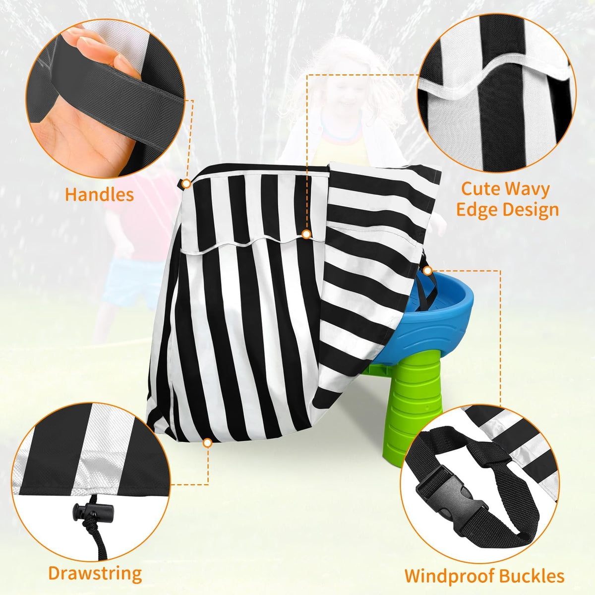AKEfit wind-secure buckle straps keep the cover in place during windy days.