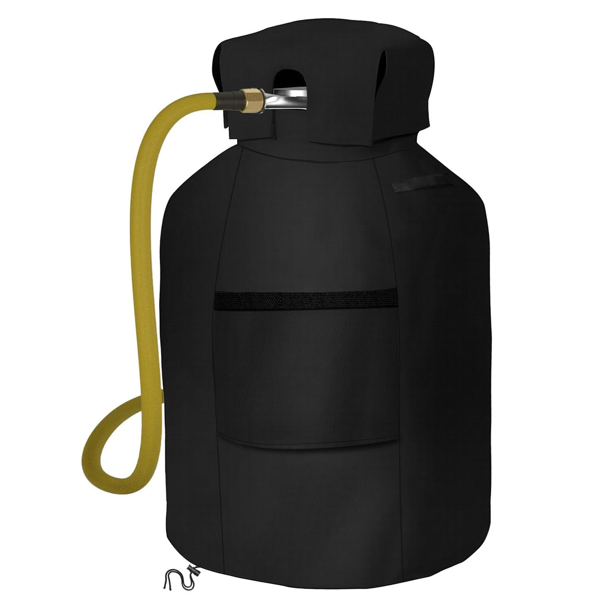 AKEfit propane cover in 600D Oxford fabric shields the tank from dust and weather.