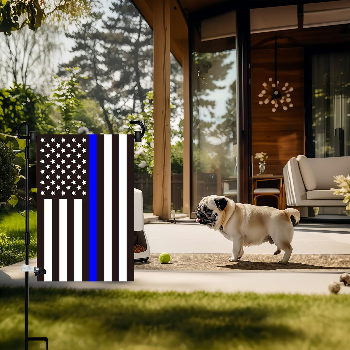 Akeydeco anti wind clip in use stabilizes the flag display