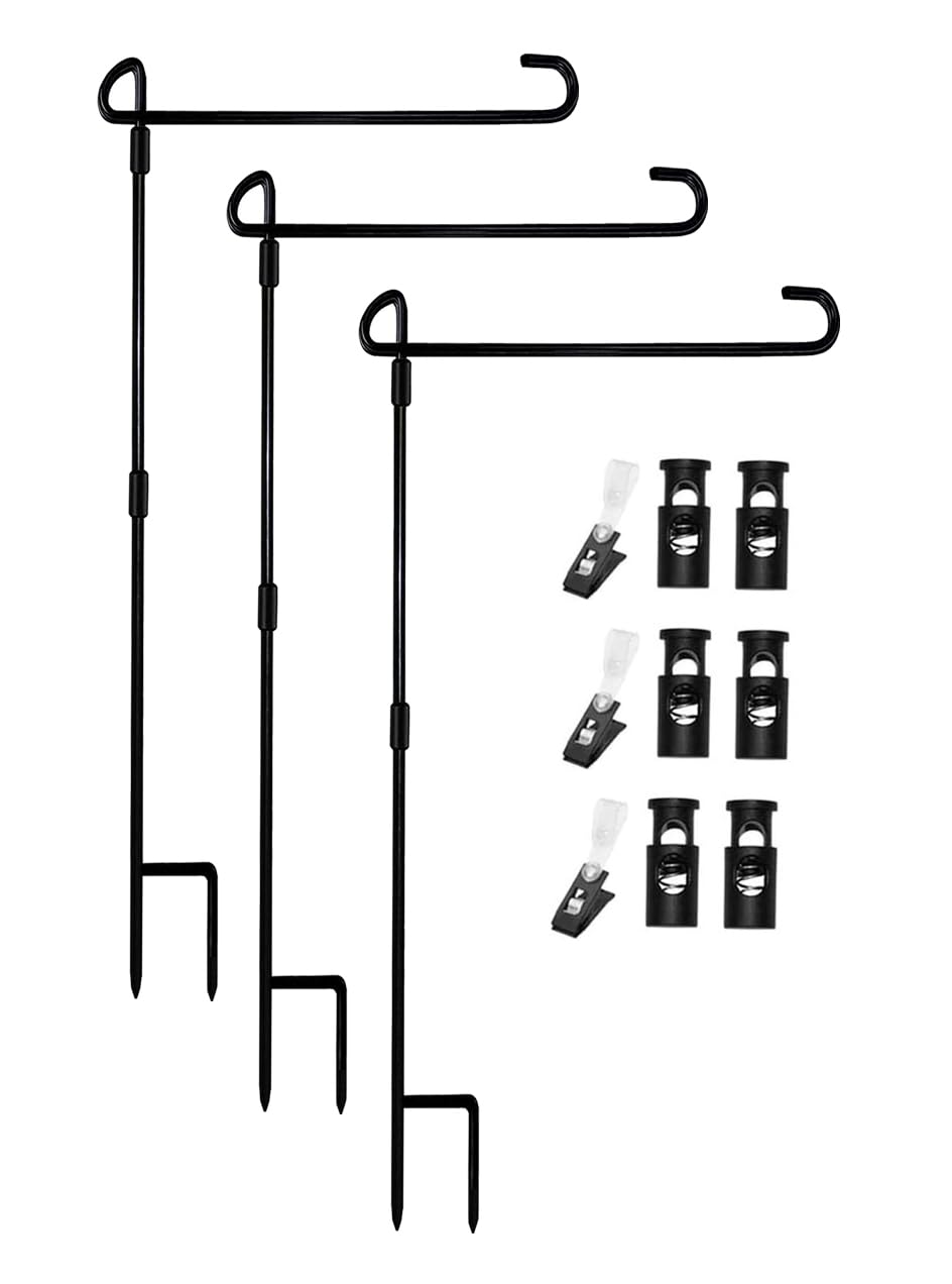 Akeydeco garden flag stand set displayed in a sunny yard for outdoor flags.