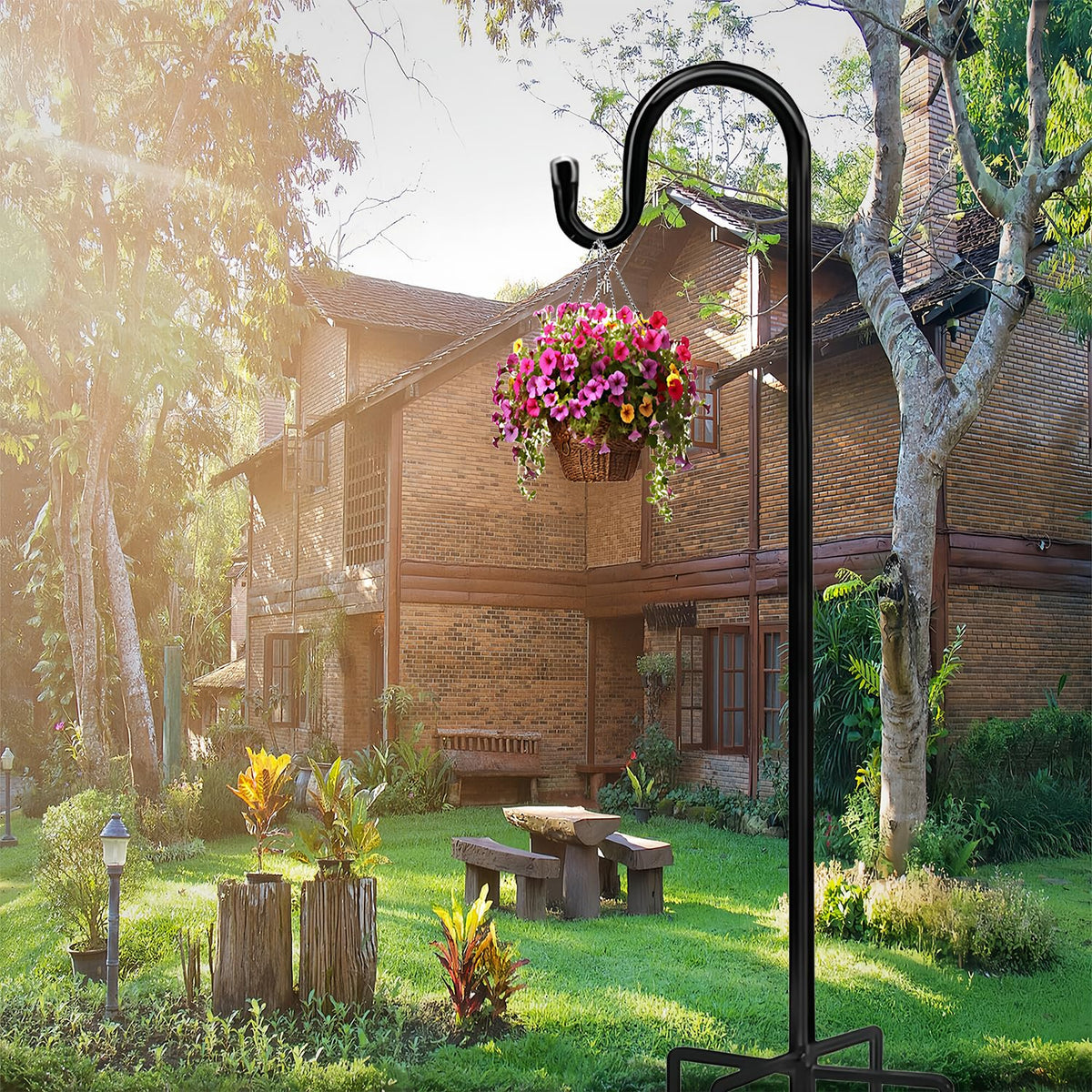 Height-adjustable design helps customize displays for different outdoor spaces.