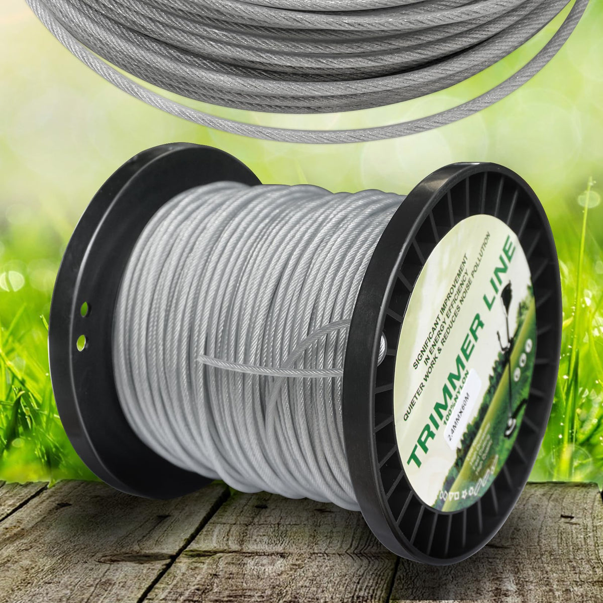 Akuoly nylon-coated line provides wear resistance and smooth operation.