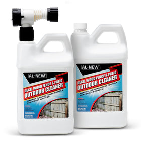 AL-NEW Outdoor Cleaner used on a deck to remove algae and stains with ease