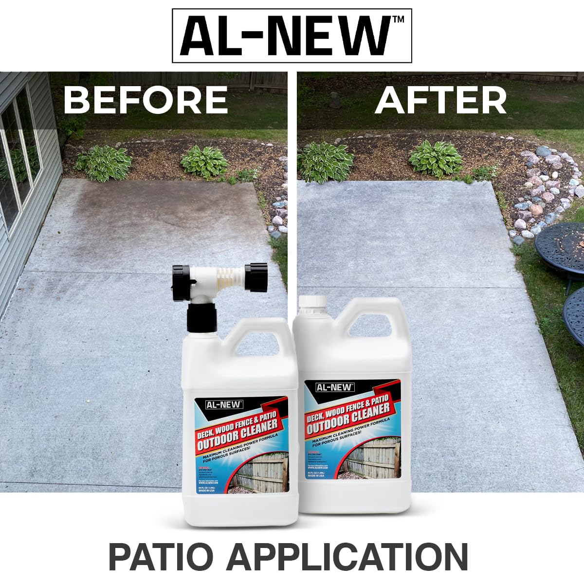 AL-NEW Outdoor Cleaner on wood fence to revive color and brightness